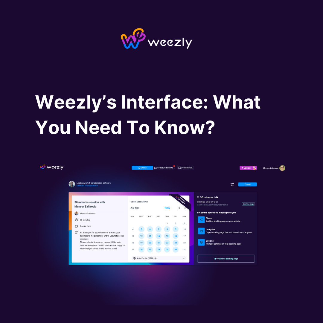 Weezly's interface, article