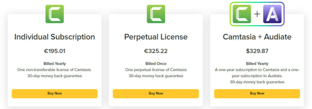 camtasia pricing