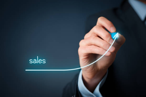Increase company sales concept. Businessman plan sales growth." maximize sales