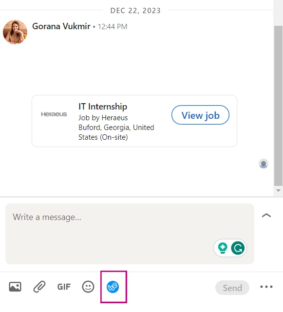 LinkedIn message