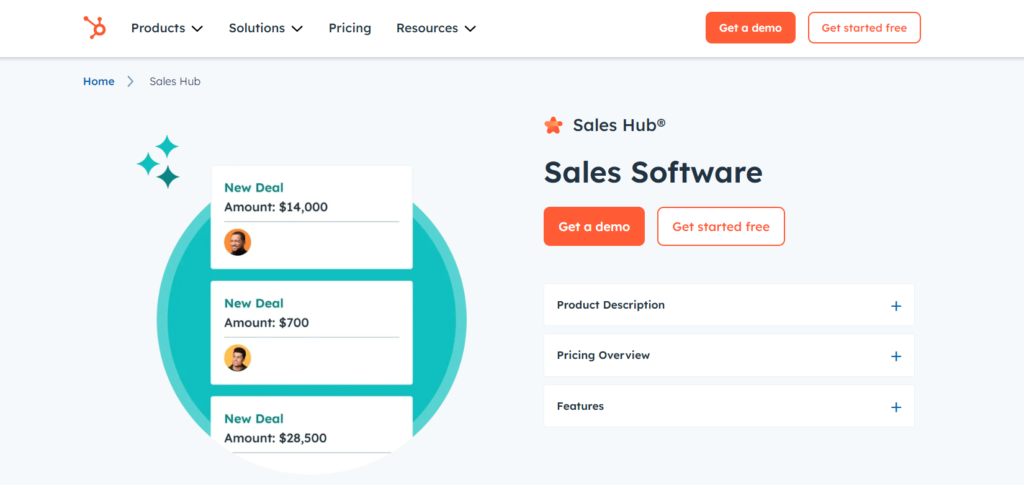 HubSpot Sales Hub Review: Features, Benefits, and Drawbacks: Home page