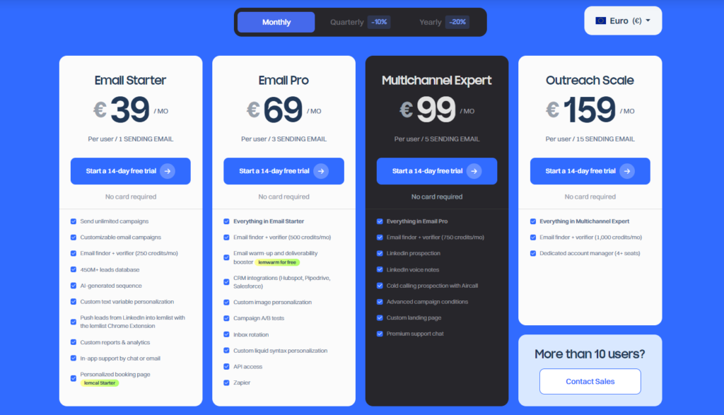 Lemlist Pricing Plans