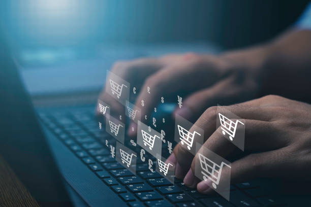 Inside vs Outside Sales: Inside, Virtual trolley shopping cart icon and currency money sign