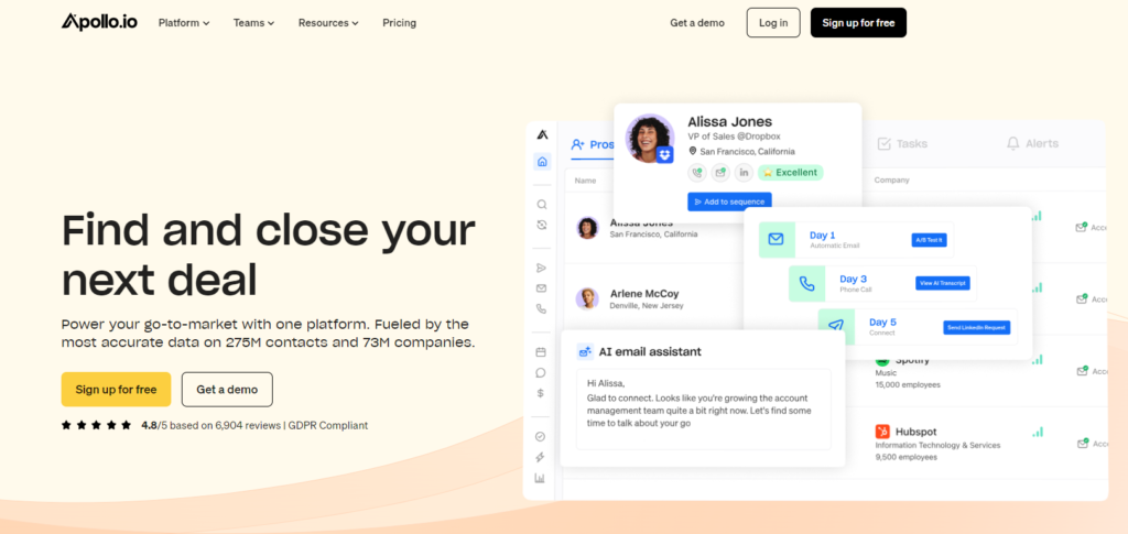 apollo.io home page