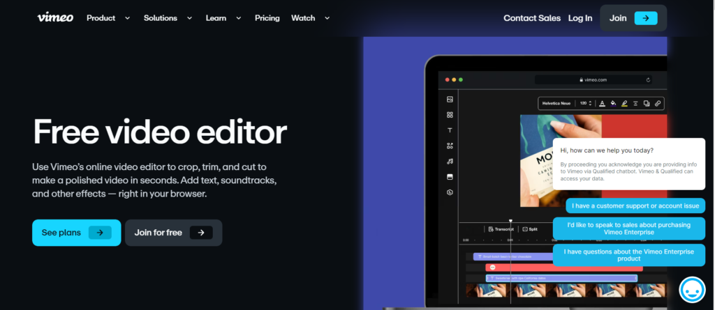 Vimeo is an AI-powered video editing tool