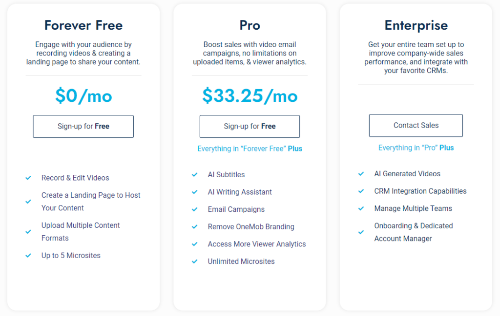 OneMob Pricing 