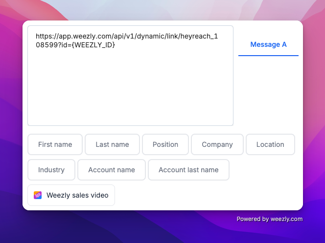 Send videos with Heyreach and Weezly