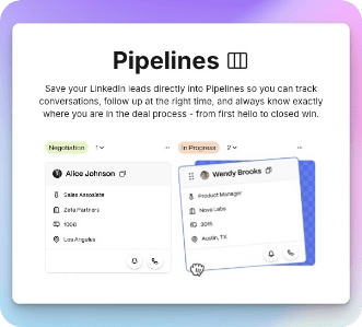 Manage your contacts and pipelines directly in Linkedin