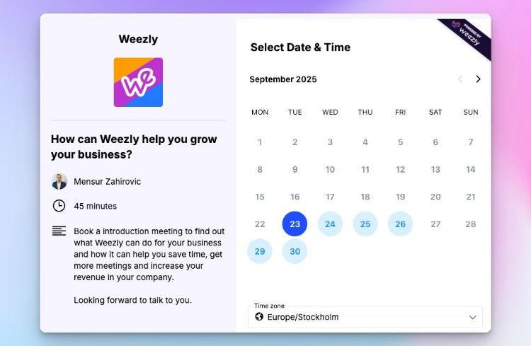 Weezly Scheduling - A replacement for Calendly