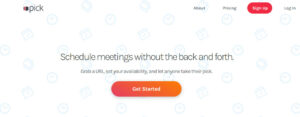 Calendly vs Pick.co: Pick.co home page