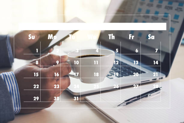 Activity on conputer Business man Making plan for recurring meetings 