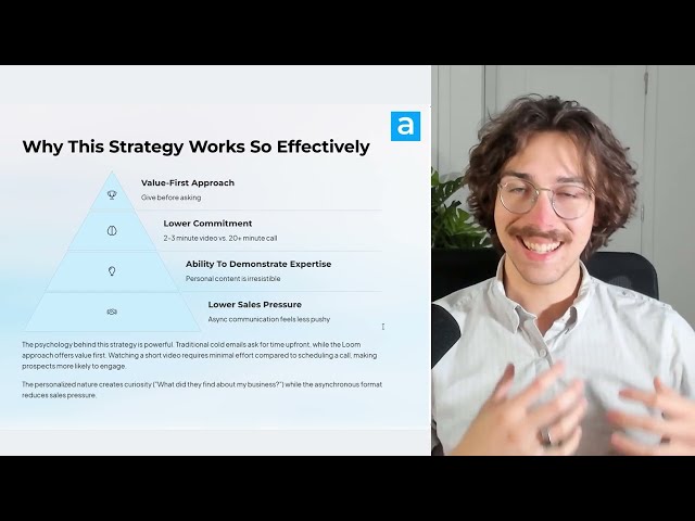 Example of a personalized Loom video screen with business-specific content that draws in prospects