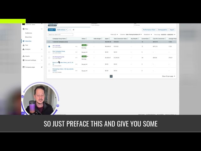 Illustration of LinkedIn ad scheduling dashboard showing campaign layers and rotation times