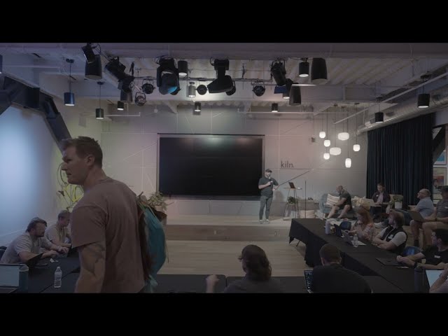 Workshop screenshot showing live automation demo and audience Q&A session