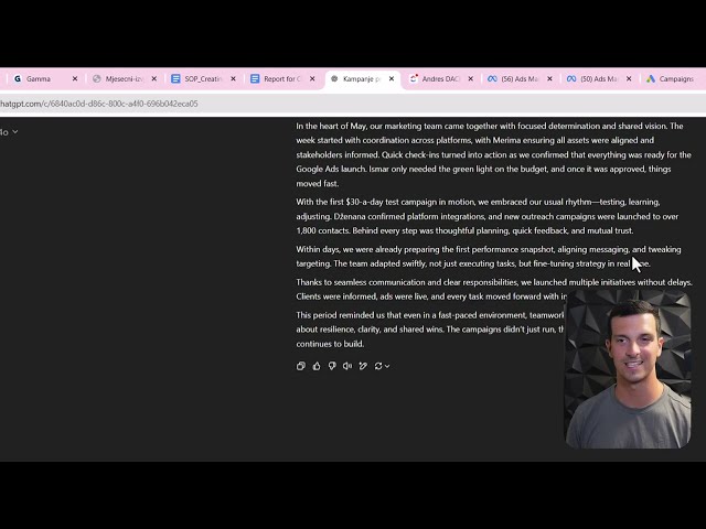Combining Facebook and Google Ads data outputs within a client report structure