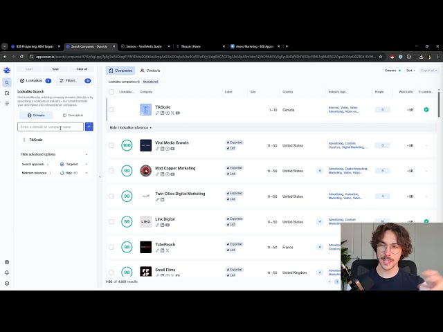 User filtering results to exclude software companies, focusing the list on qualified video marketing agencies instead