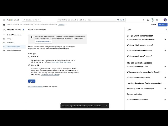 Filling out authorized domains and redirect URIs for OAuth in Google Cloud Console.