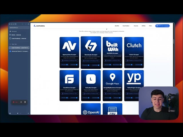 Spreadsheet view listing recently scraped AI companies, ready for enrichment in lead-gen platforms