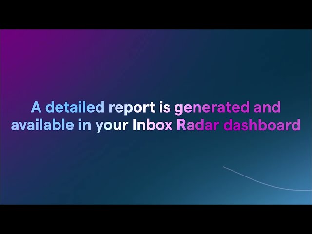 A sample inbox placement report with spam, inbox, and promotions metrics