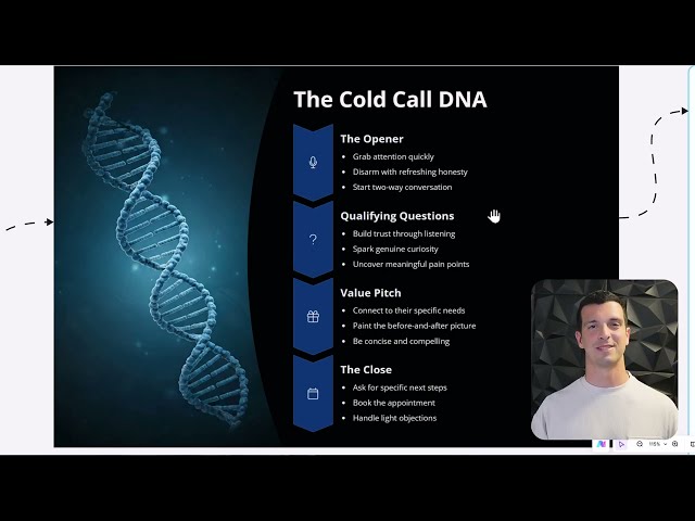 Screenshot of a live cold call role play, demonstrating script structure and decision-maker engagement