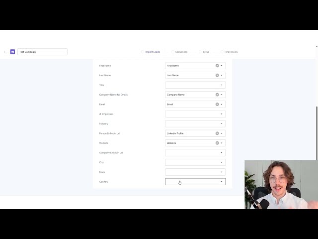 Smartlead sequence editor showing advanced follow-up and A/B test options