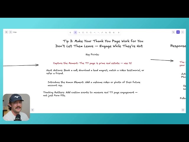 Thank you page prompting next steps, call booking, and introducing advisor