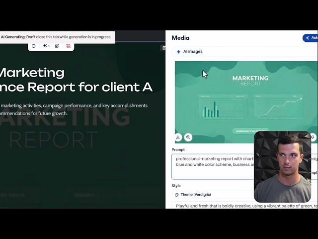 AI-generated summary report featuring key metrics, activities, and actionable proposals