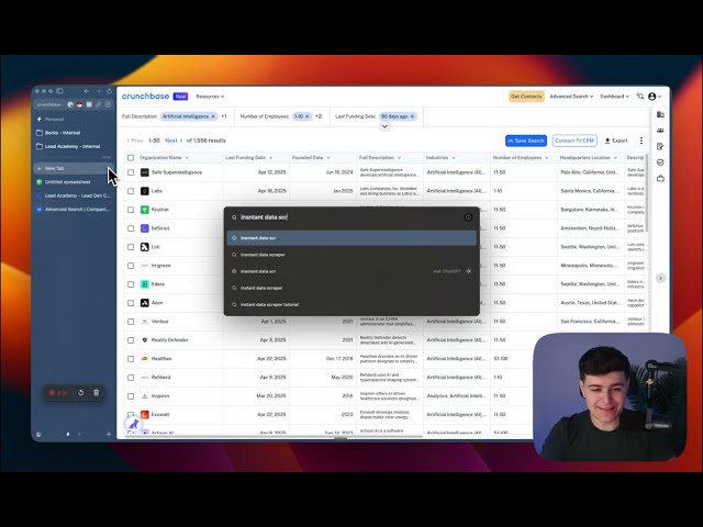 Automated scraping workflow showing lead output in Discord and Google Sheets