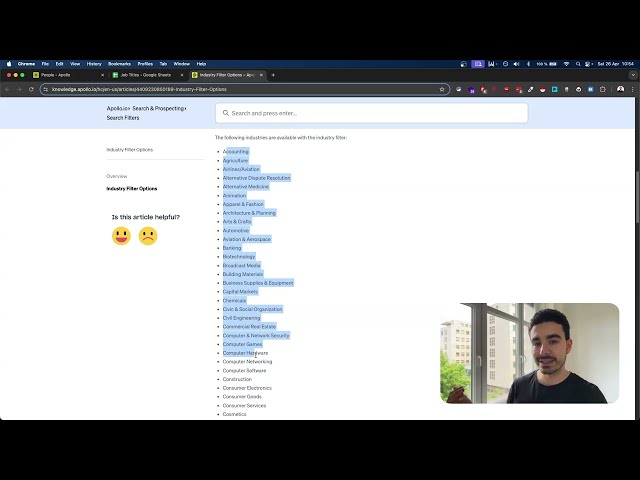 Step-by-step lead export process within Apollo—showing the batch save approach and tips for enrichment