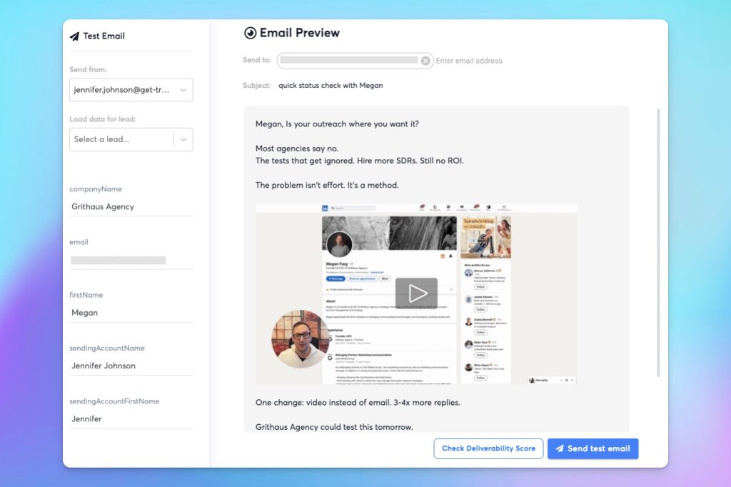 Send videos in cold email in the first email with Weezly