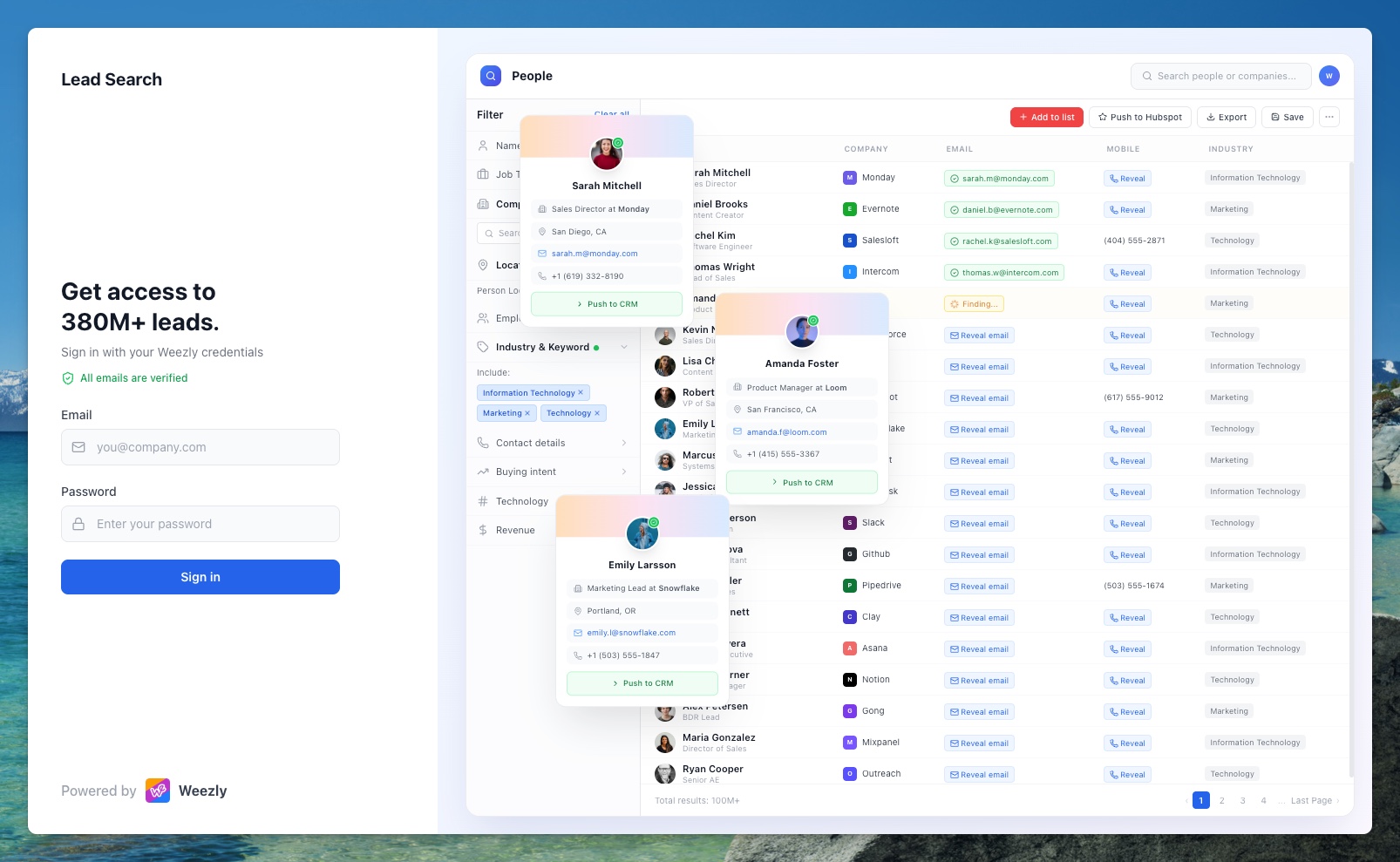 Weezlty leads database - Alternative to Apollo, Prospeo