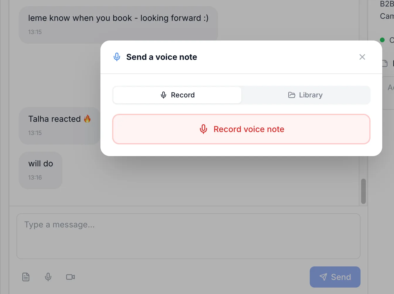 Voice and video messages from UniBox