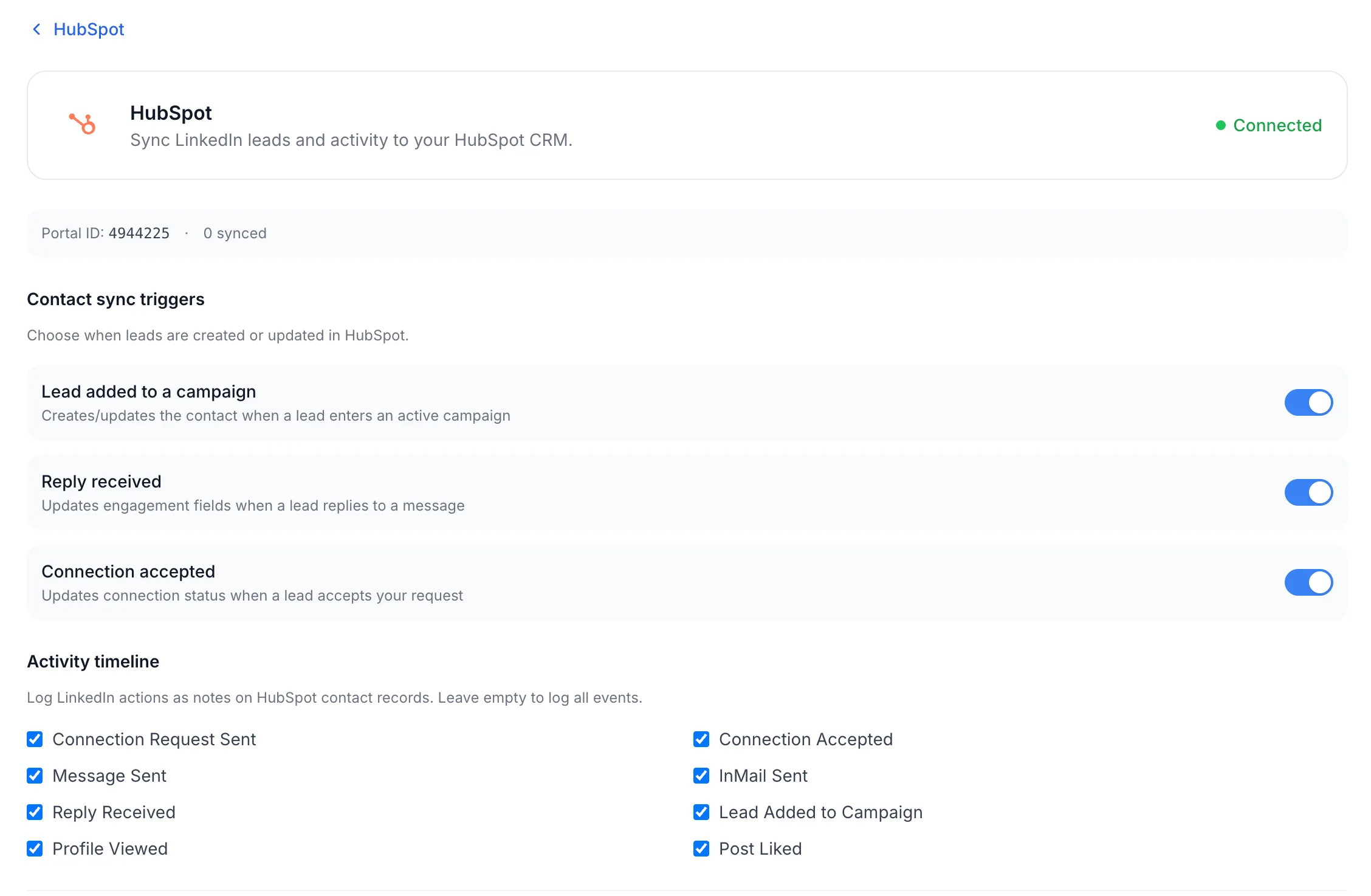 HubSpot integration in Weezly Outreach