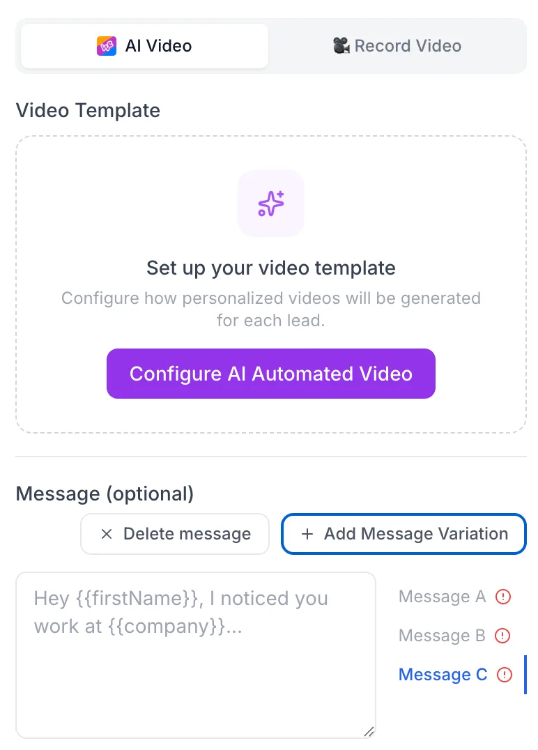 Message variations in Weezly Outreach